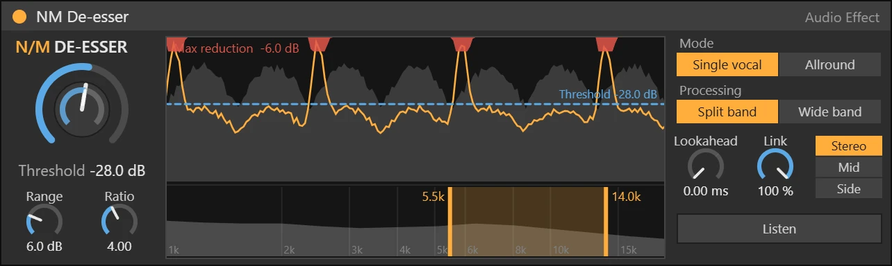 NM De-esser Max for Live device working on a track
