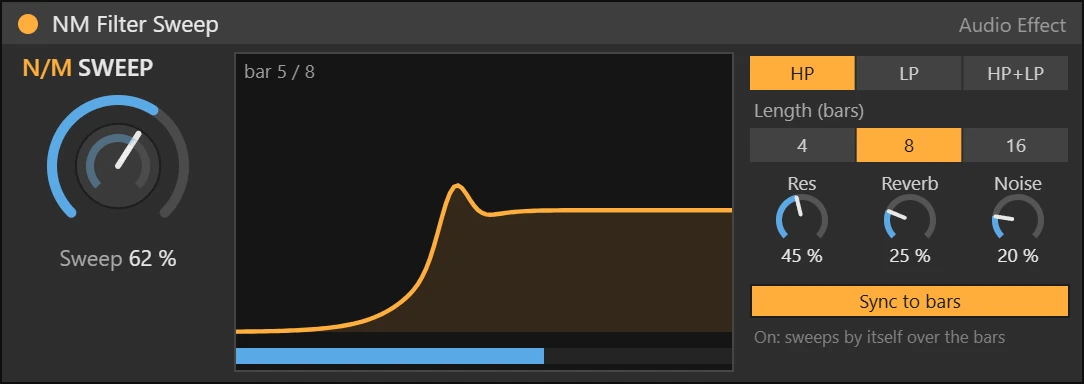 NM Filter Sweep Max for Live device