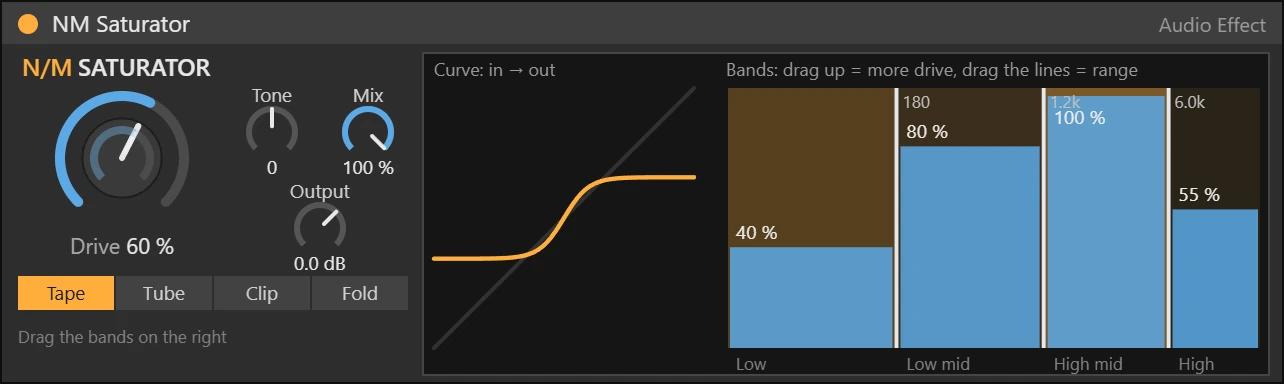 NM Saturator Max for Live device working on a track