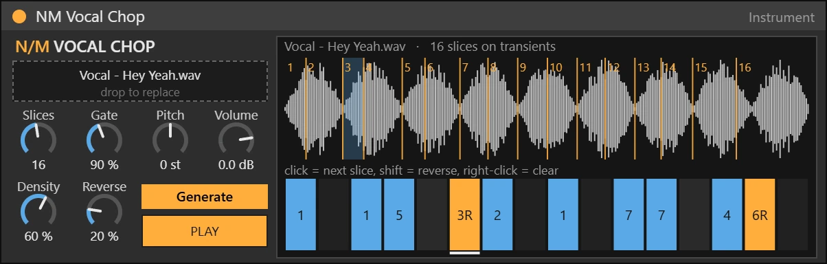 NM Vocal Chop Max for Live device working on a track